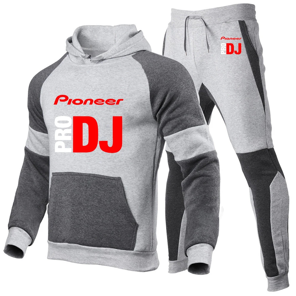DJ Pioneer PRO Print Spring And Autumn 2025 Men's New Patchwork Sets Comfortable Casual Hoodie+Sports Pants Harajuku Suit
