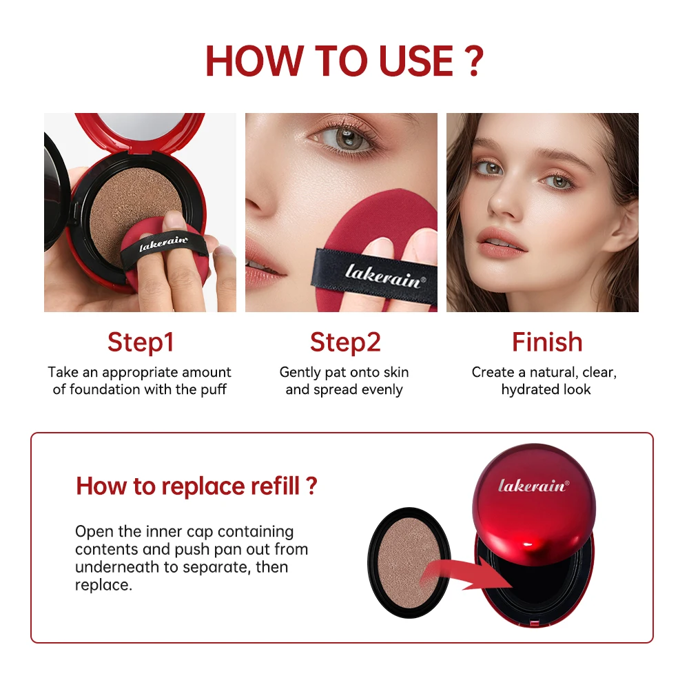 Cushion Refills Foundation Sunscreen Waterproof Long-lasting Brighten Foundation Cream Women Base Makeup Face Korea Cosmetics