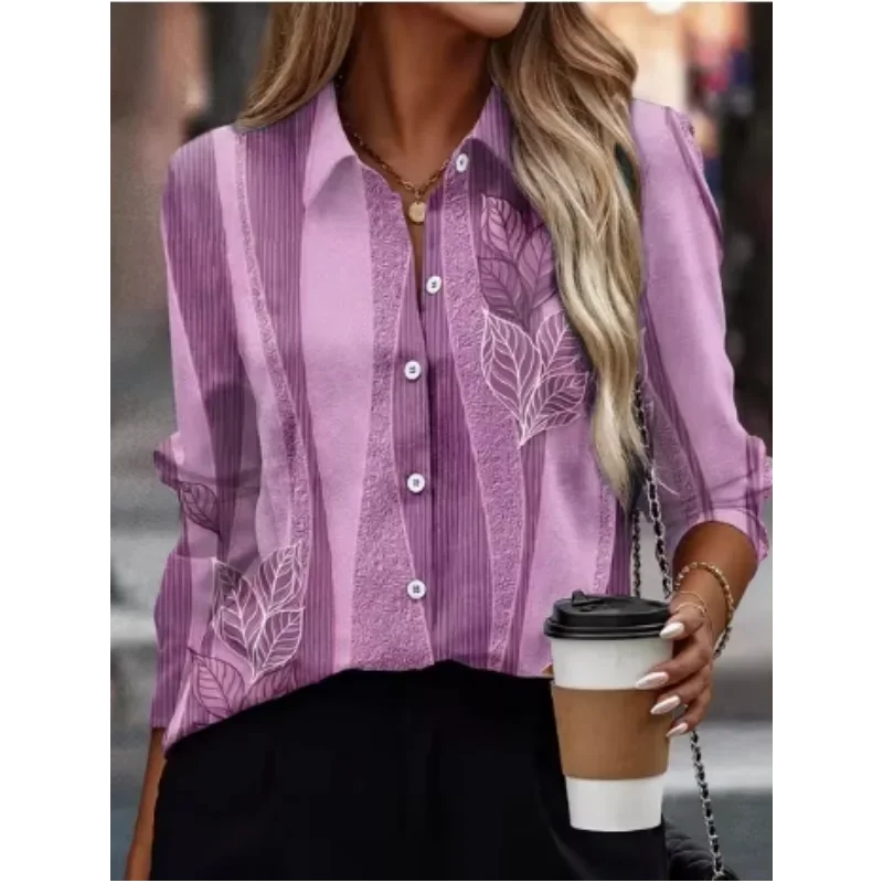 

New Retro Women's Shirt Abstract Human Image Pattern Autumn Long Sleeve Tops Shirts Harajuku Women's Street Office Ladies Blouse