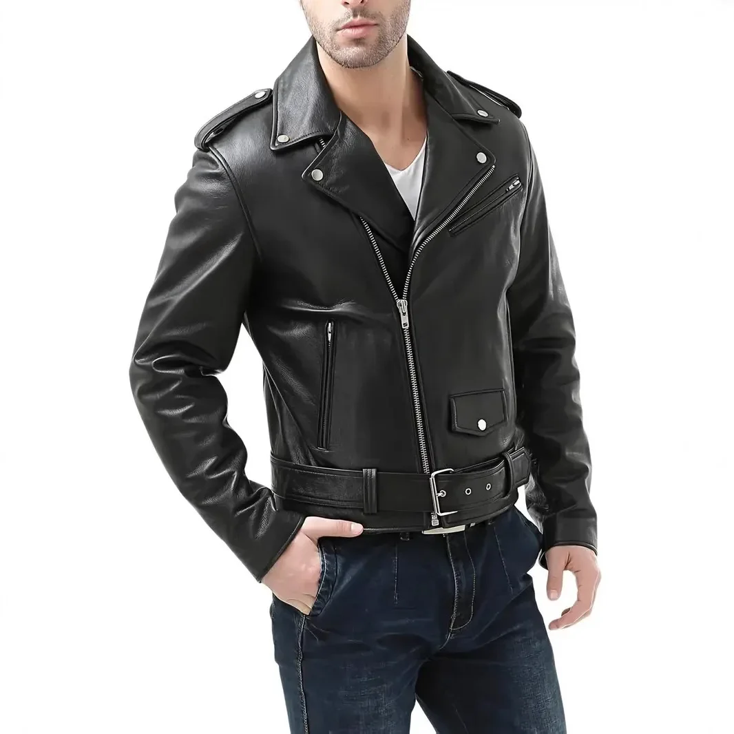 

New 2025 Men's Leather Jacket Outerwear European Size Motorcycle Style Spring Autumn PU Loose Fit Male Fashion