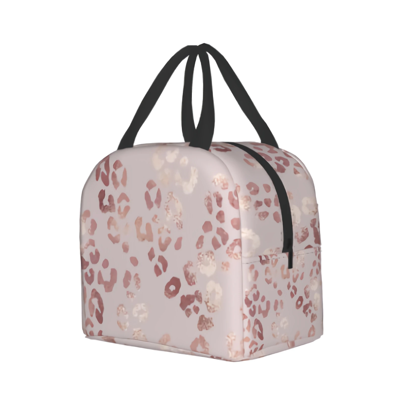 Borsa per il pranzo con stampa leopardata elegante borsa per il pranzo isolata in oro rosa per donna uomo ragazze adolescenti ragazzi