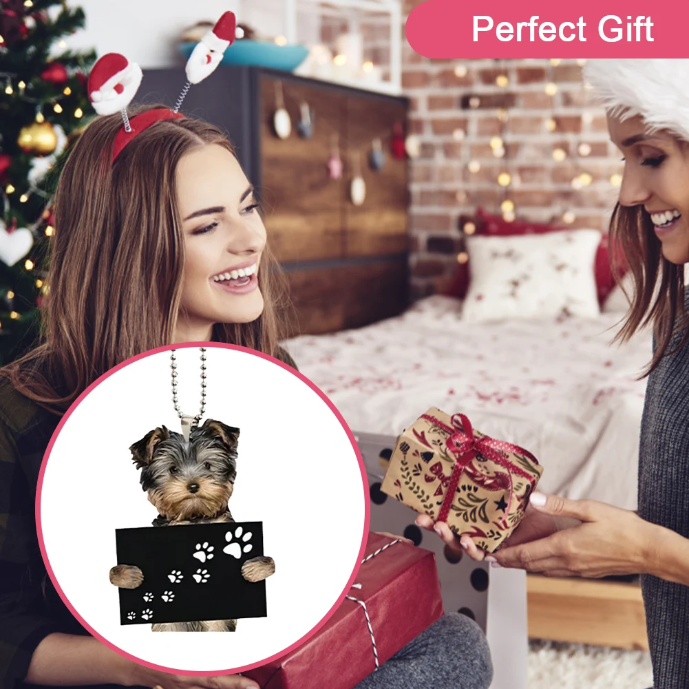 سيارة جرو قلادة زخرفة الداخلية معلقة جرو صغير حجم صغير مرآة الرؤية الخلفية الكلب قلادة سيارة الكلب شكل الديكور #3