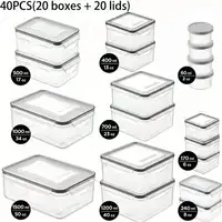 40 Pcs Food Storage Containers With Airtight Lids Modern Clear Plastic Meal Prep Lunch Boxes Leakproof Stackable Container Set For Meal Prep Leftovers Kitchen Pantry Refrigerator Organization Housewarming Gift 8