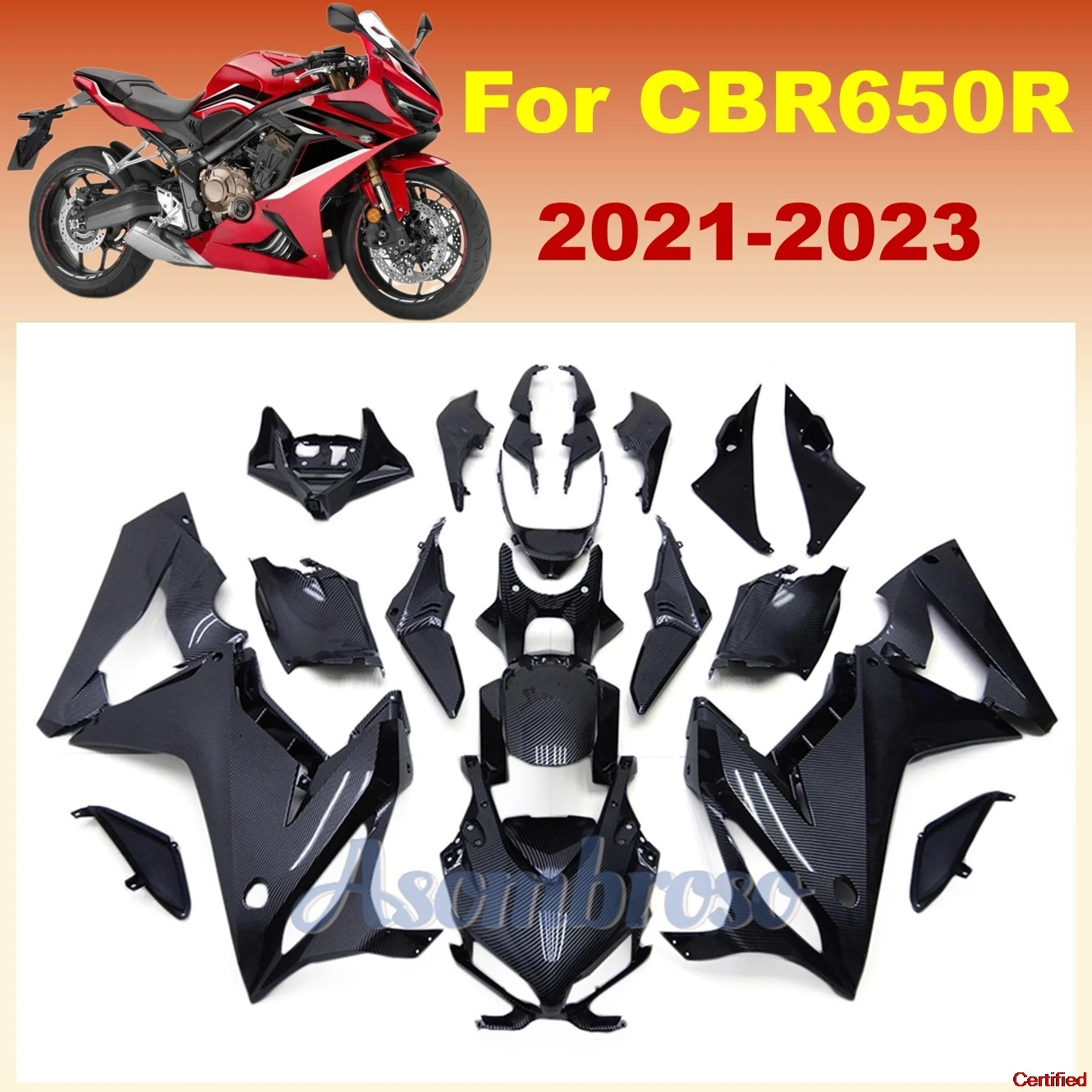 

Motorcycle ABS Fairings Kit Panel Fairing kit fit for CBR650R 2019 2020 2021 2022 CBR 650 Carbon Fibre Bodywork
