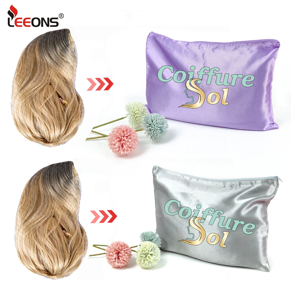 35X25Cm Satin Silk Bags Large Hair Packaging With Zipper For Women Wigs Hair Extension Hair Tools Storage Travel Home Salon Gift