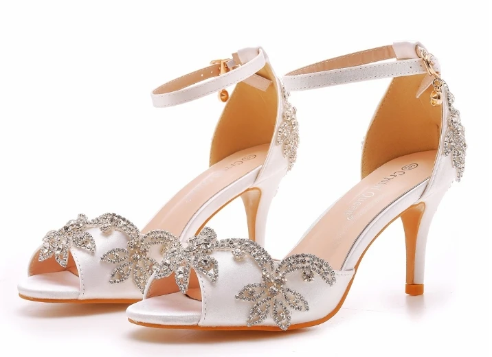 Fashion Designer Women's Shoes Luxury Rhinestone Peep Toe High Heeled Sandals for Woman Exquisite Wedding Shoes Sandalias Mujer view 5