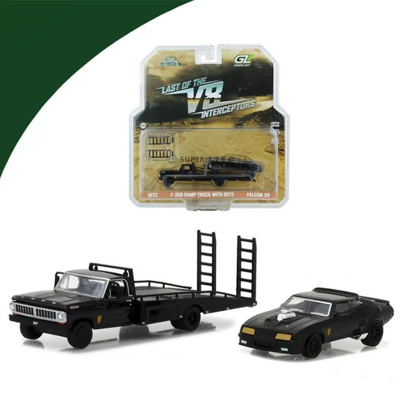 camion-a-rampe-f-350-1972-a-l'echelle-1-64-avec-falcon-xb-1973-modele-de-voiture-en-alliage-de-simulation-objet-de-collection-statique-jouet-cadeau-souvenir