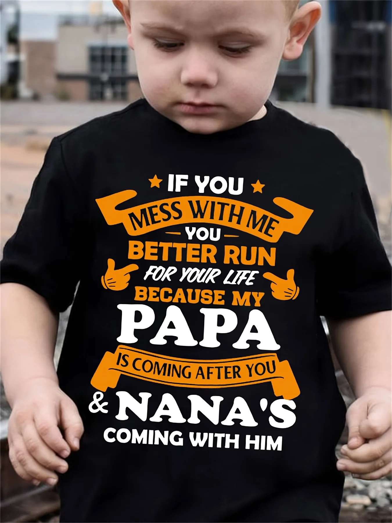 Brand Boys Funny T-Shirt If You Mess With Me Better Run My Dad Is Coming And Grandma Too Kids Casual Short Sleeve Tee