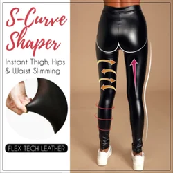 Damskie wysokiej talii Stretch-Fit Faux Leather Shaper błyszczące wyglądające na mokre legginsy wysoka rozciągliwość Push Up spodnie ołówkowe S-5XL