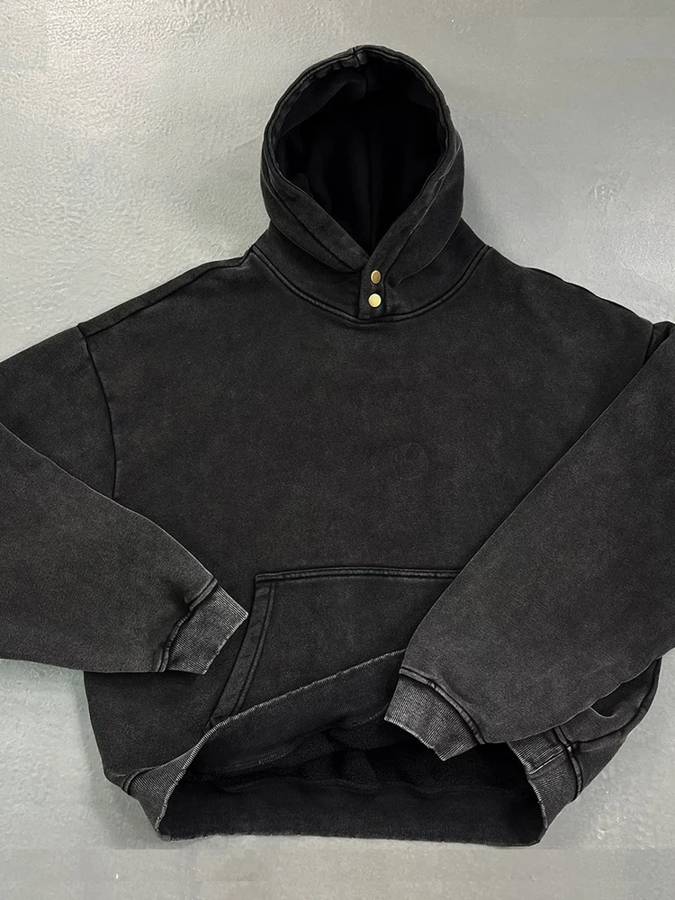 

Kanye Oversize Fce Толстовка с пуговицами Мужчины Женщины Повседневная удобная хлопковая толстовка Теплое длинное пальто в стиле ретро