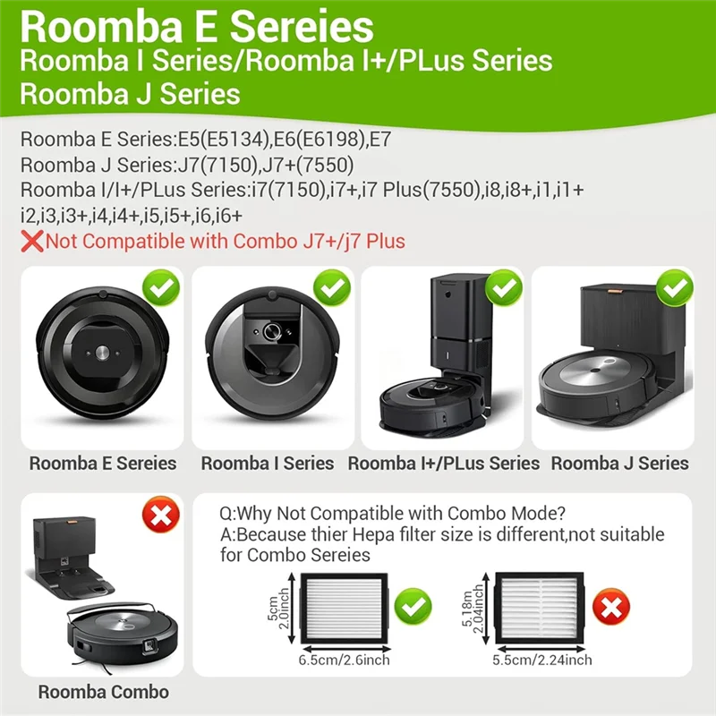 قطع غيار BAAO لـ Irobot Roomba I7 I7+ I2 I3 I3+ I4 I4+ I6 I6+ I8 I8+/J7 J7+ E5 E6 E7 I,E & J مكنسة كهربائية