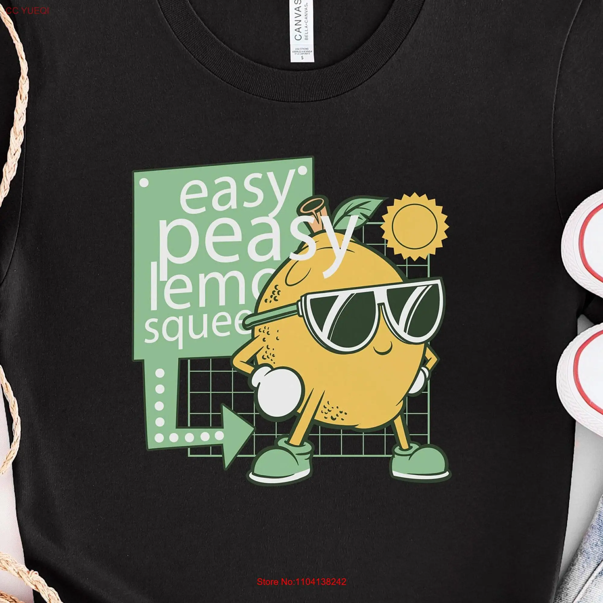 Easy Peasy Lemon Squeezy T Shirt for Citrus Lovers Fruit Enthusiasts Zesty Vibrant Yellow Print long or short sleeves