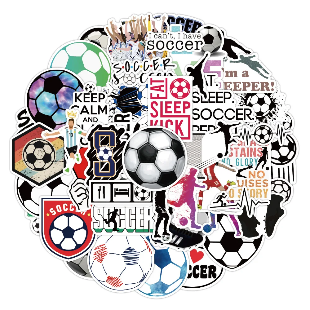 10/30/50pcs Sports Competition Football Graffiti Stickers Christmas Gift  Kids Toys Sticker For Laptop Phone Diy Guitar Stickers