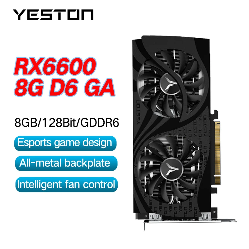 Yeston RX 6600 8G D6 RX6600 Graphics Card Gaming GDDR6 NVIDIA 7NM 8G 128Bit 8Pin Video Card placa de video