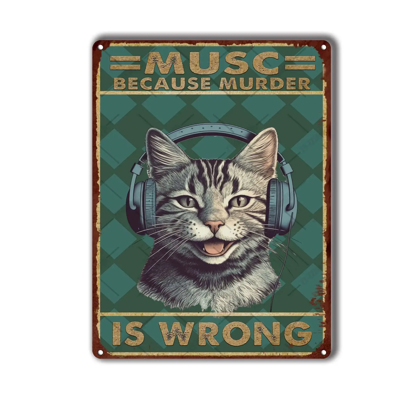 Funny Metal Tin Sign Music Because Murder is Wrong Poster Tin Sign 0 Vintage Art Sign for Home Office Room Wall Decor Gift 6x8in