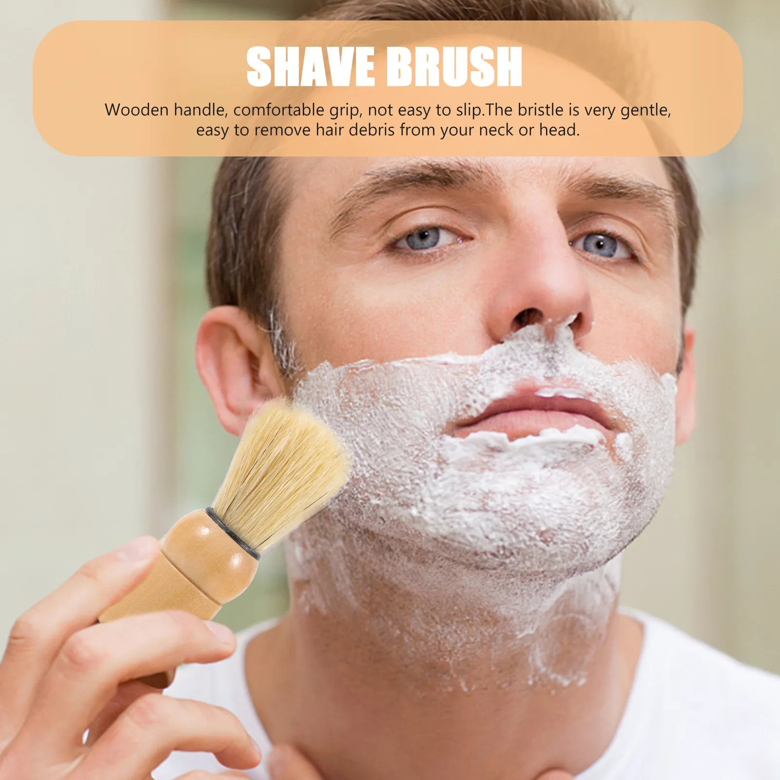 Wood Handle Beard Brush Soft Bristle Shaving Brush for Men Neck Duster Salon Use Multifunctional Beard Cleaning Shave Accessory