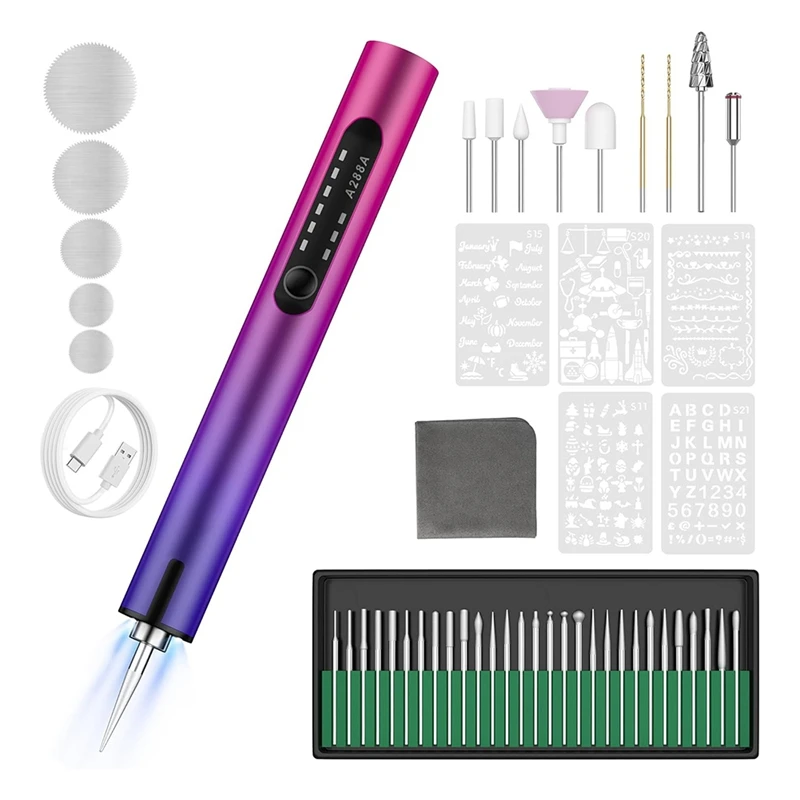 

Engraving Pen With Light Mini DIY Machines USB Rechargeable For Metal, Wood,Glass