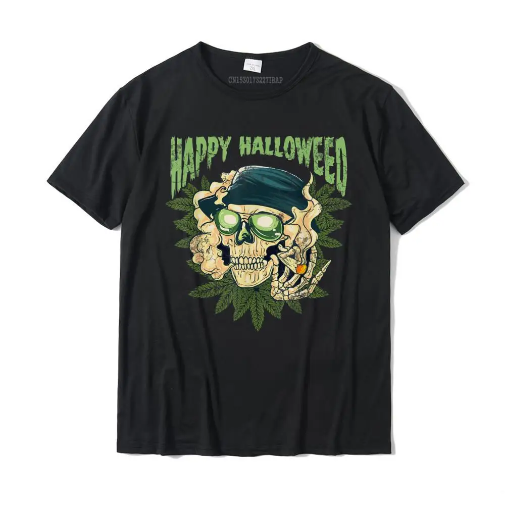 Happy Halloweed Halloween Weed Pot 420 camiseta Camisas diseño camisetas para hombres camisetas de algodón camisa Casual divertida
