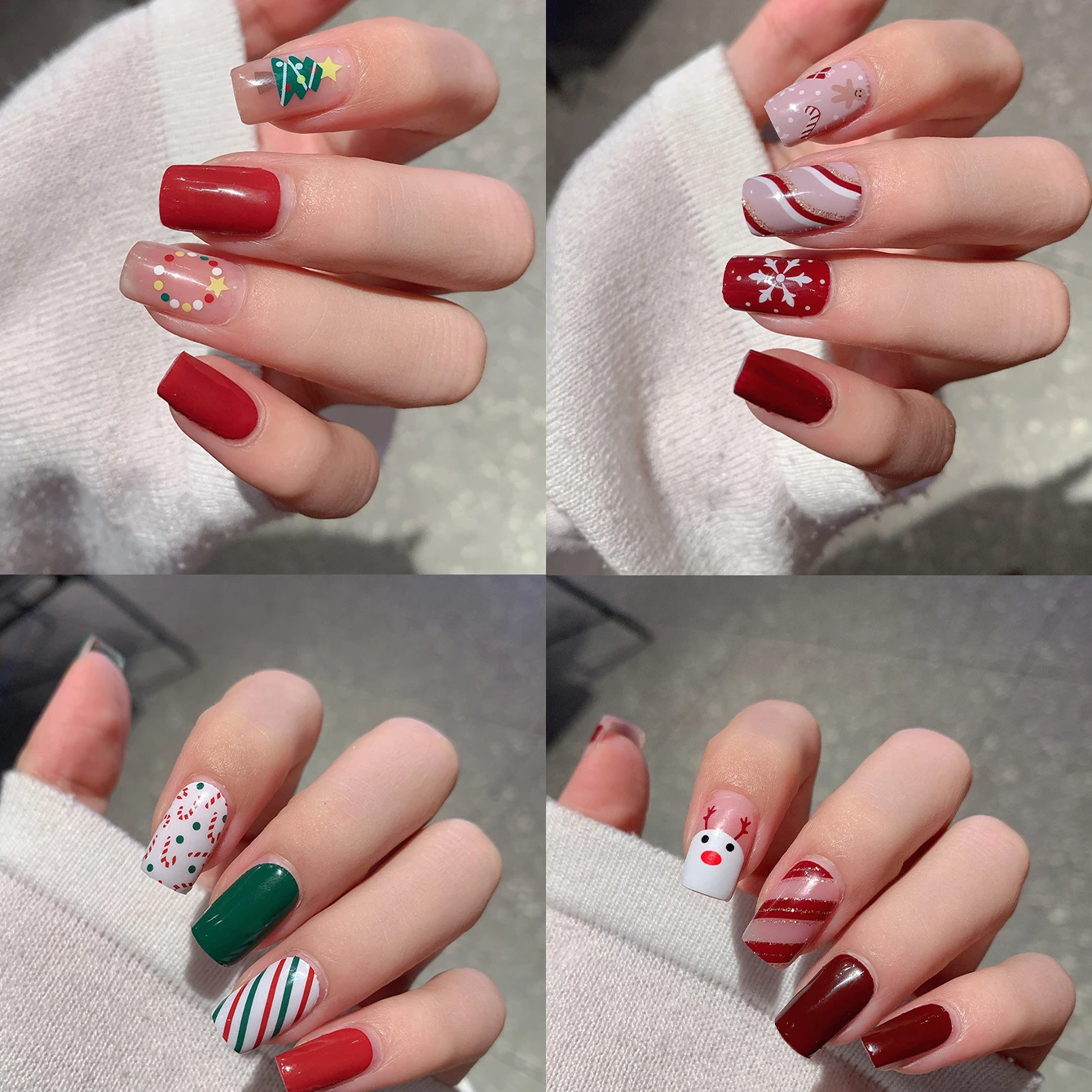 

1pc DIY Baking-free Nail Sticker Long-Lasting Christmas Pattern Nail Strips Patch Slider Cute Santa Elk Snowman Full Cover Decal