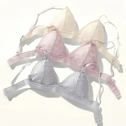 Floral Lace Bras For Women Triangle Cup Bra Wire Free Brassiere Bralette Underwear A B Cup Push Up Lingerie