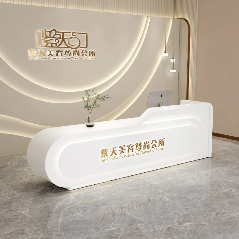 

Design Boutique Front Desk Reception Counter White Classic Business Reception Desks Beauty Salon Mostrador Recepcion Furniture