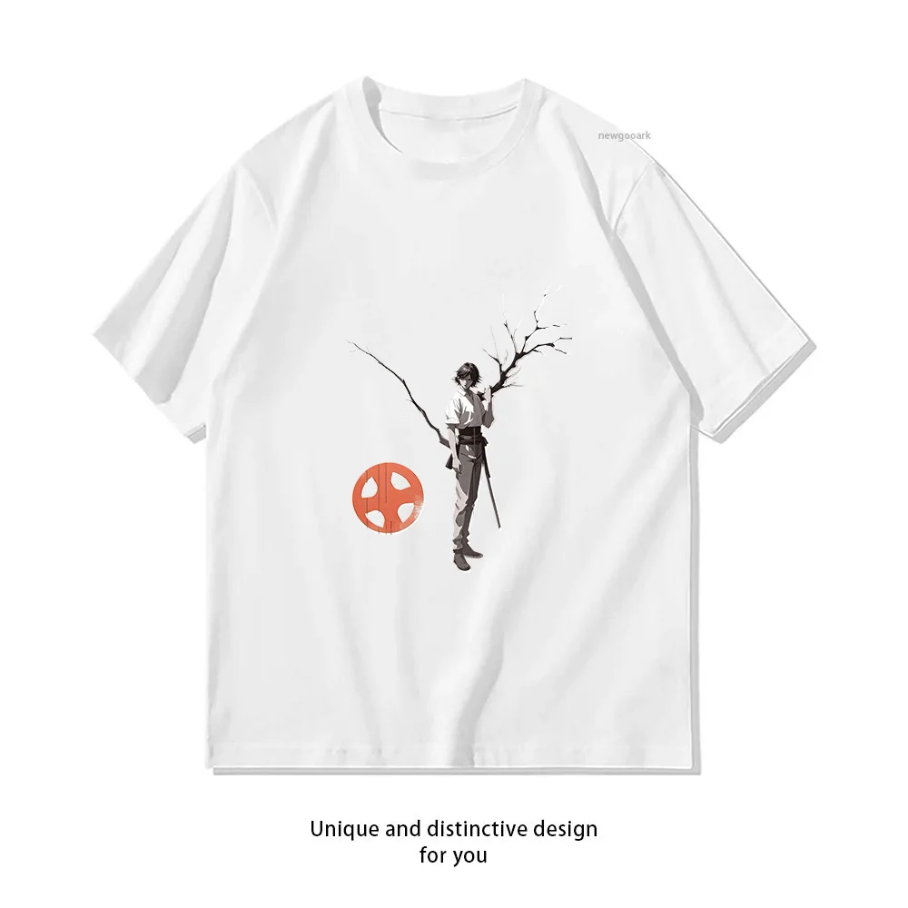 Samurai Forest Warrior T-Shirt Design  Casual Cotton Short Sleeve Tee for Men Women