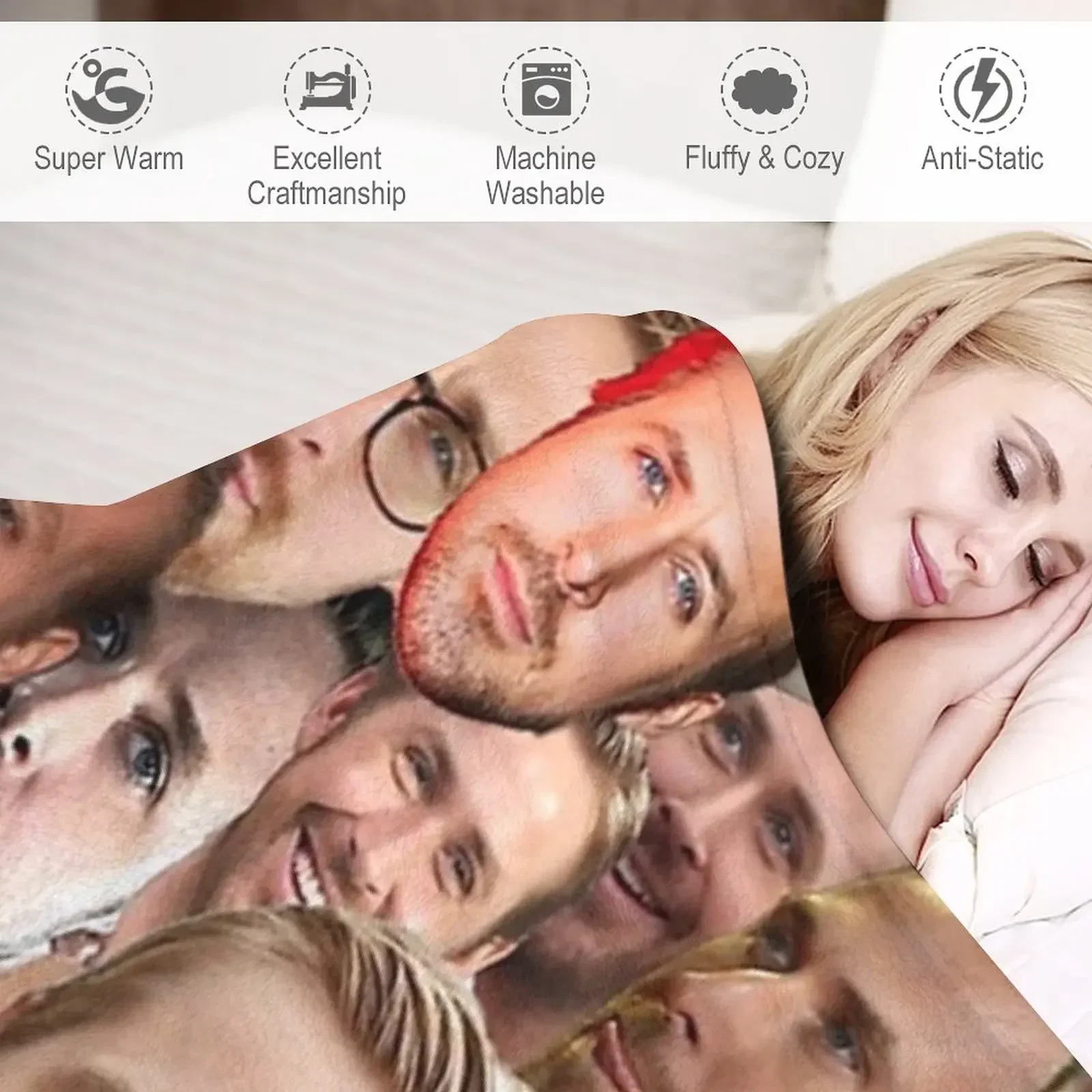 RYAN GOSLING Throw Blanket Camping Blanket cosplay anime Dorm Room Essentials Soft Blanket