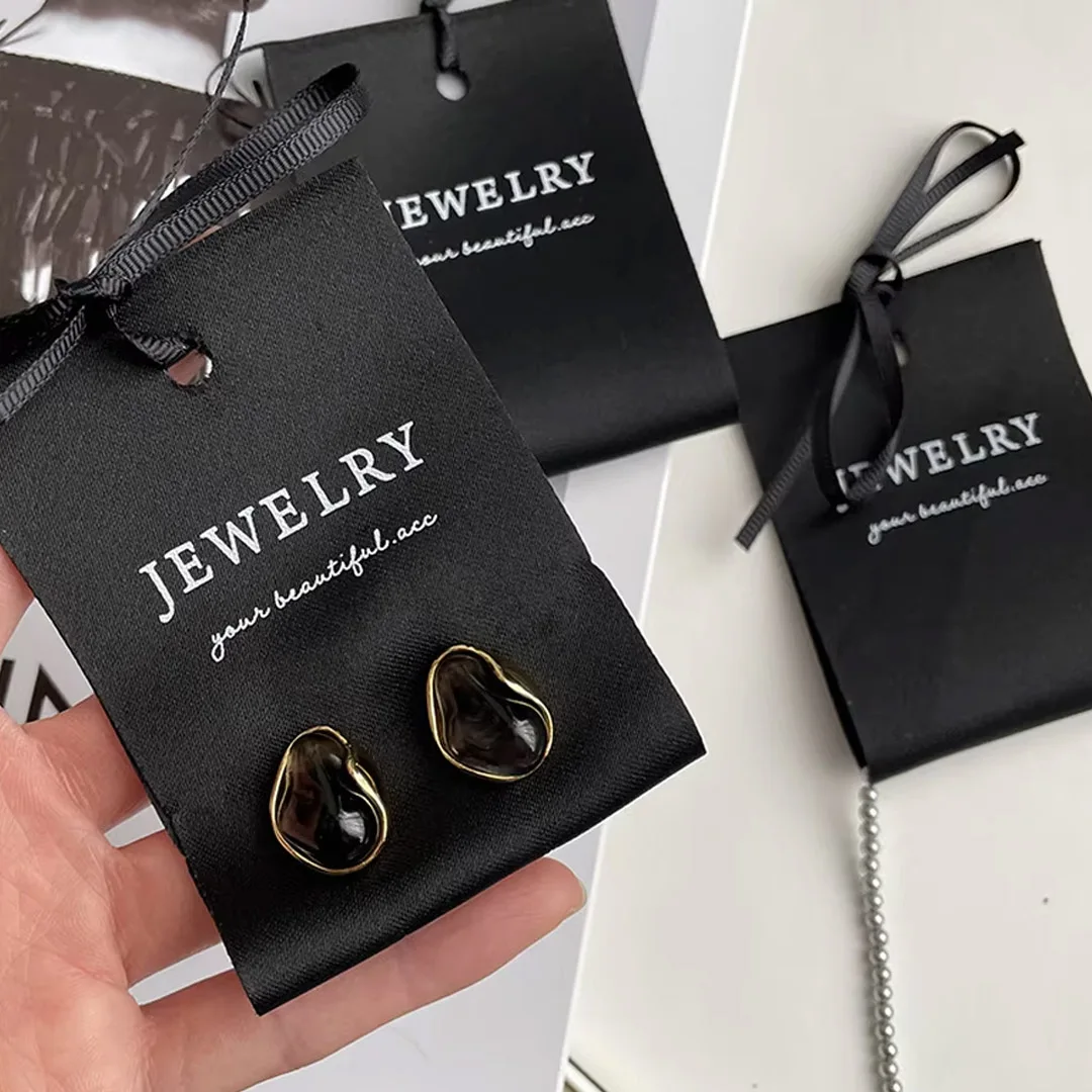 

Personalized Customized Logo Jewelry Package 6x17 Holder Earring Card Display Label Tags Cotton Cloth Tools Wedding Gift Storage