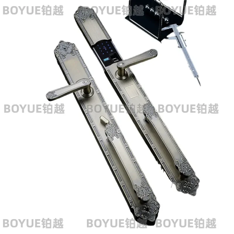 European Style Smart Fingerprint Door Lock Luxury Large Handle Anti Theft Villa Entrance Security Double Sided 708mm