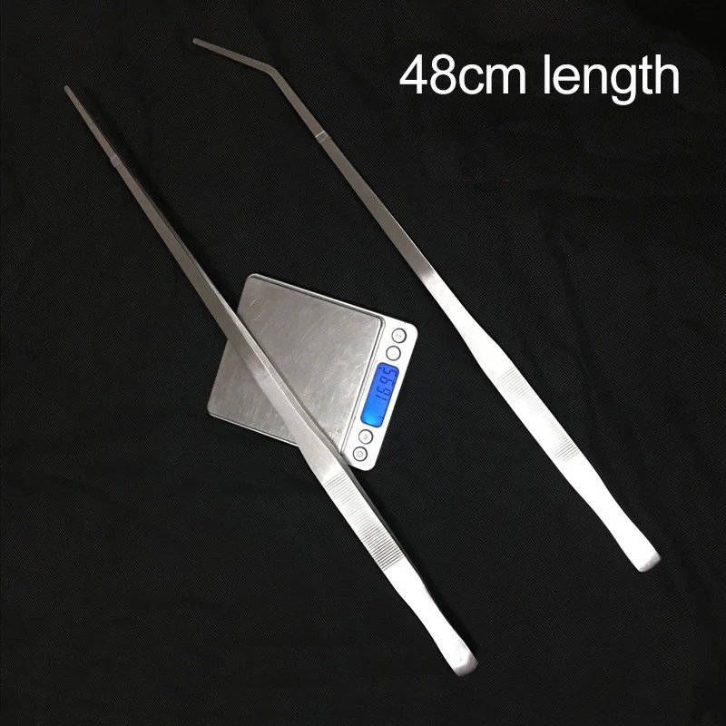 1pc Plants Grass Tweezers Tool Stainless Steel Straight and Curved 27 MM 38MM 48MM Lenght Aquarium Maintenance Tweezer Tool