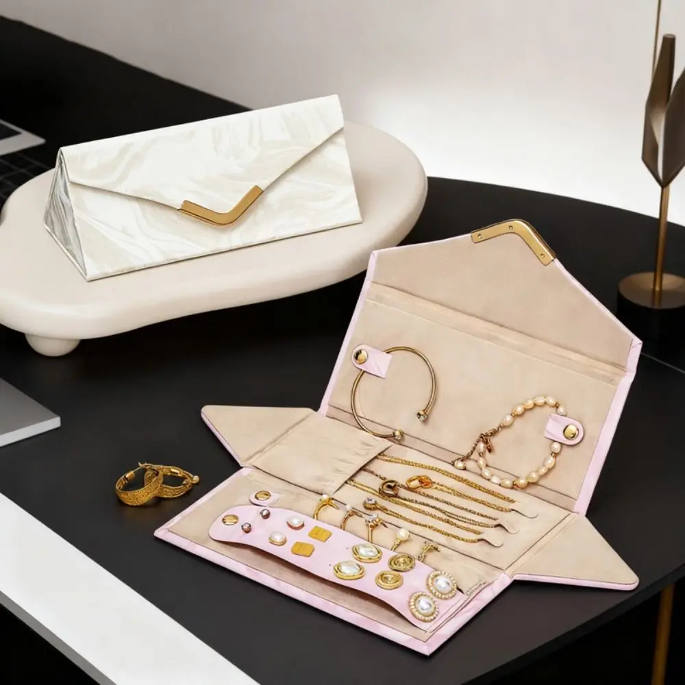 

PU Leather Folding Jewelry Storage Box Collapsible Large Capacity Folding Jewelry Organizer Lightweight Compact