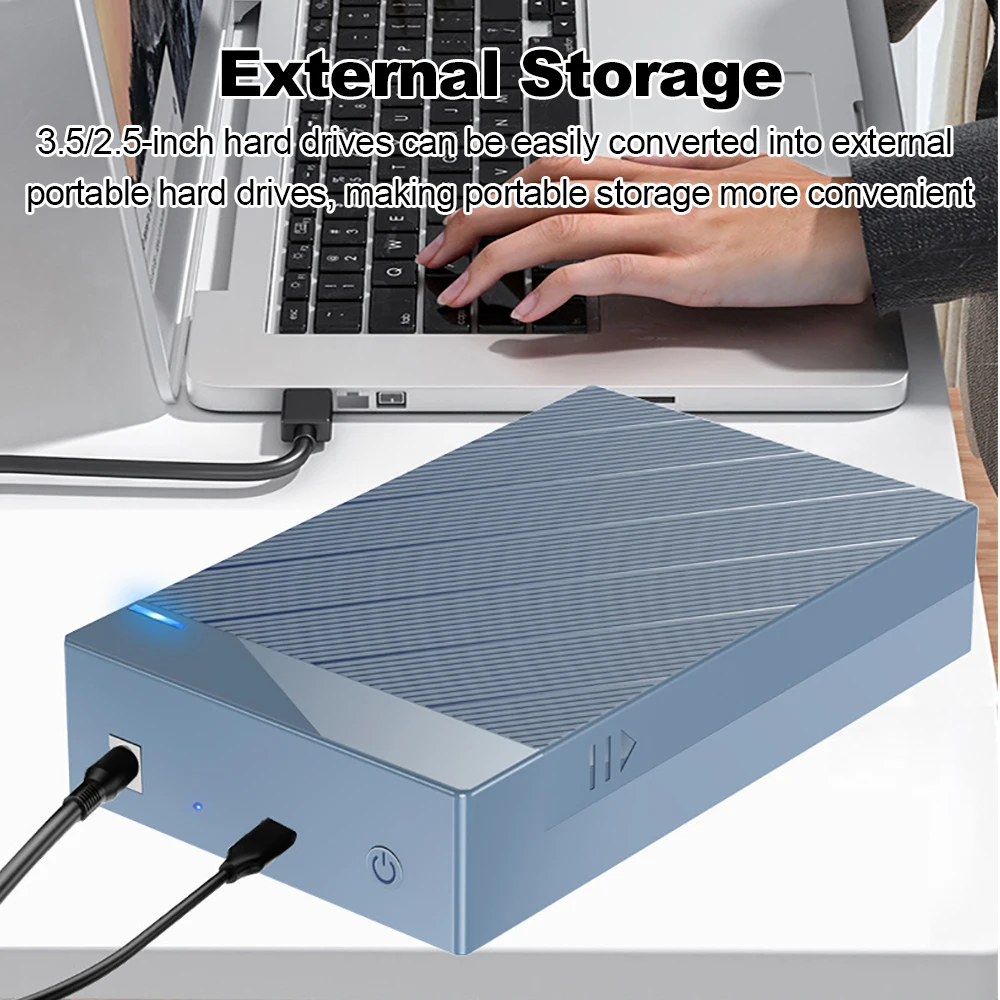 Caja HDD de 2,5/3,5 pulgadas, caja de disco duro externo USB 3,0, instalación sin herramientas, carcasa de disco duro SATA a USB, HDD máximo de 22TB para ordenador portátil