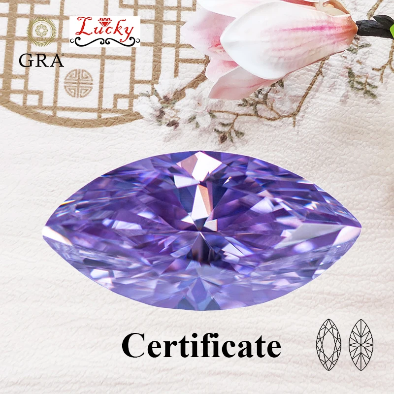 

Moissanite Light Purple Color Marquise Shape VVS1 with GRA Certificate Beads for DIY Charms Jewelry Making Necklace Materials