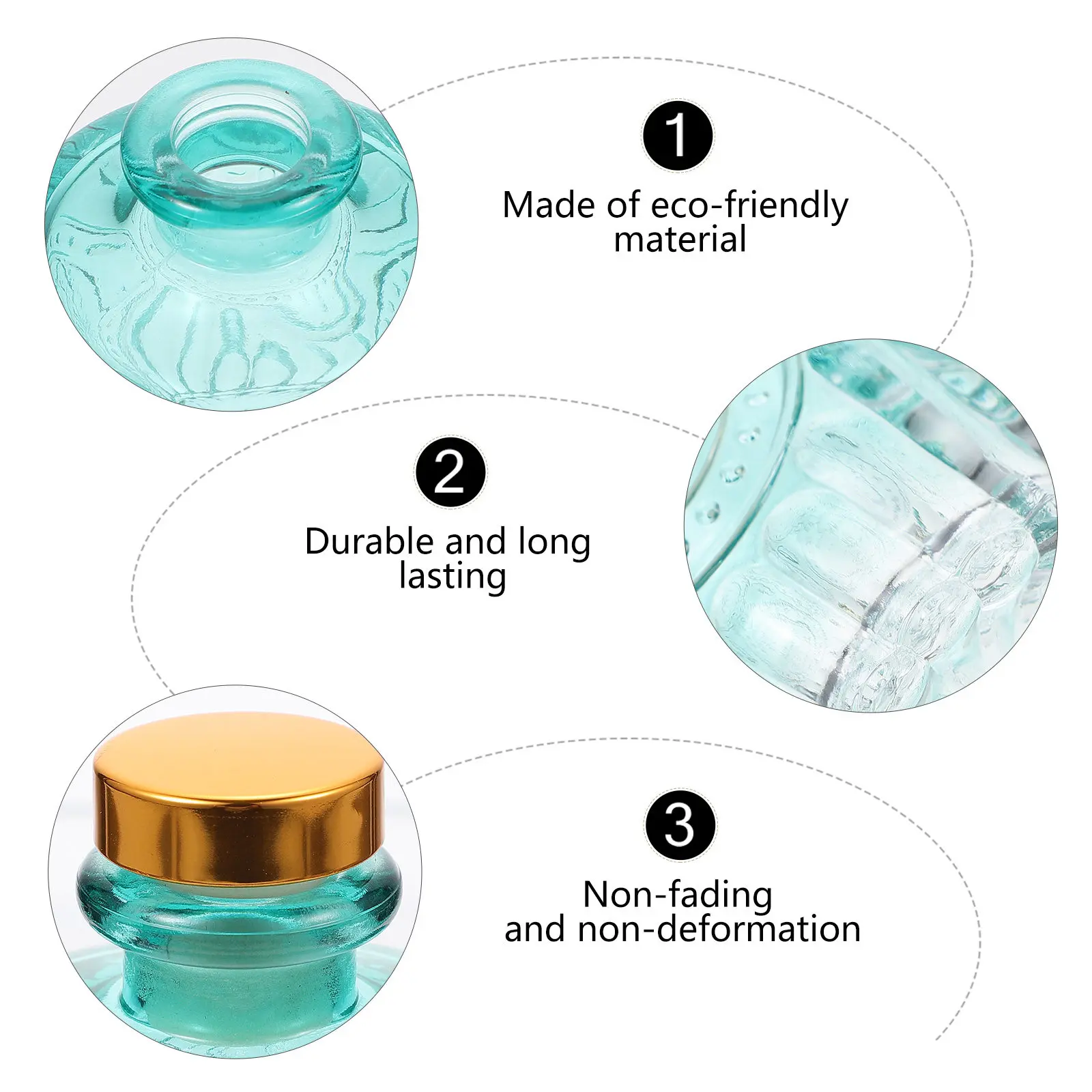 2Pcs Safe Glass Aroma Bottles Not Easy to Break Refillable Essential Oil Bottles for Diffuser Oils Home Office Meditation Decor