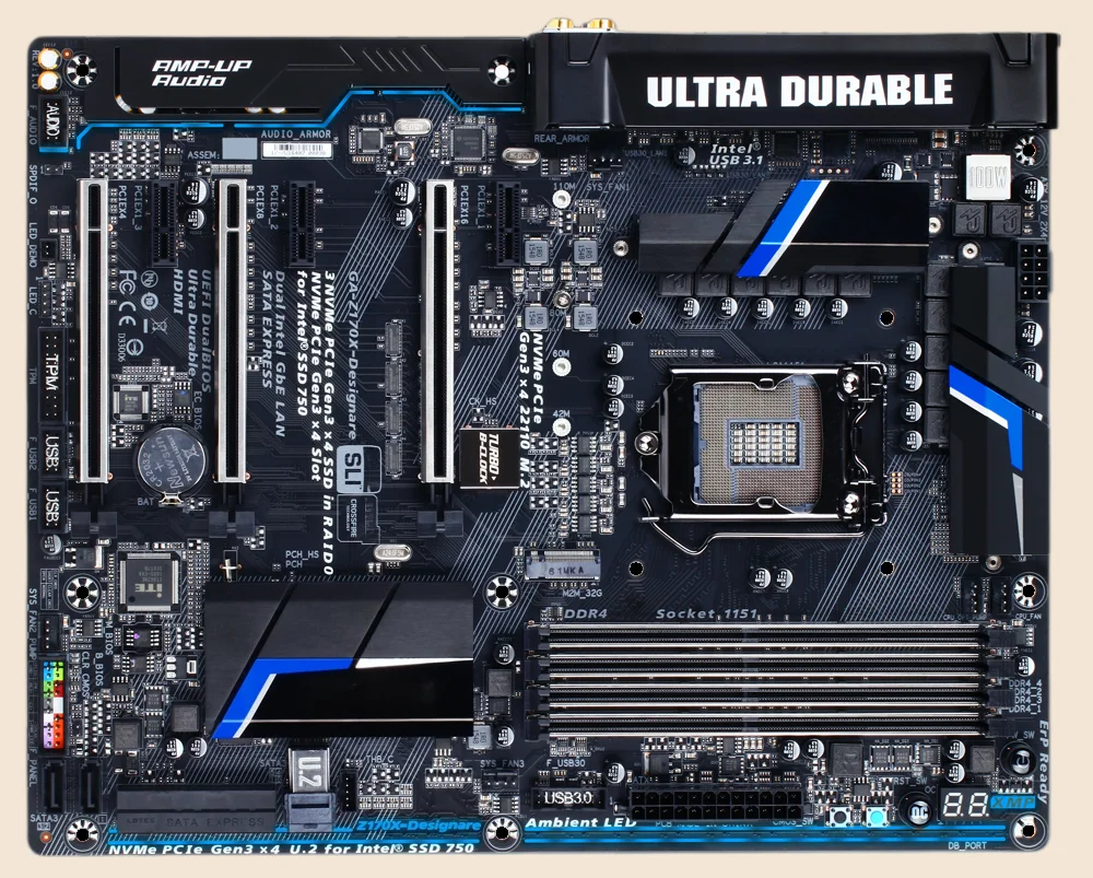 Tarjeta Madre Gigabyte GA-Z170X-Designare para PC de Escritorio, Z170X Designare LGA 1151 DDR4, 100% Probada, Funciona Perfectamente