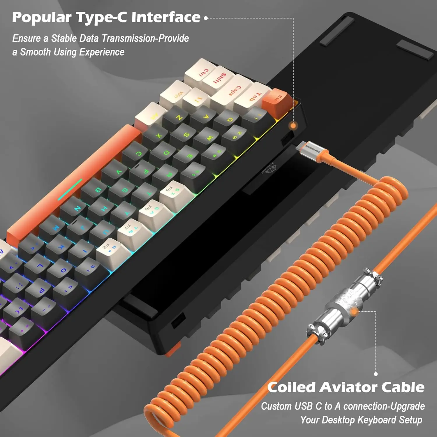 MAMBASNAKE x ZIYOU LANG T60PRO 60% Mechanical Keyboard and Mouse Combo+Coiled USB C Cable