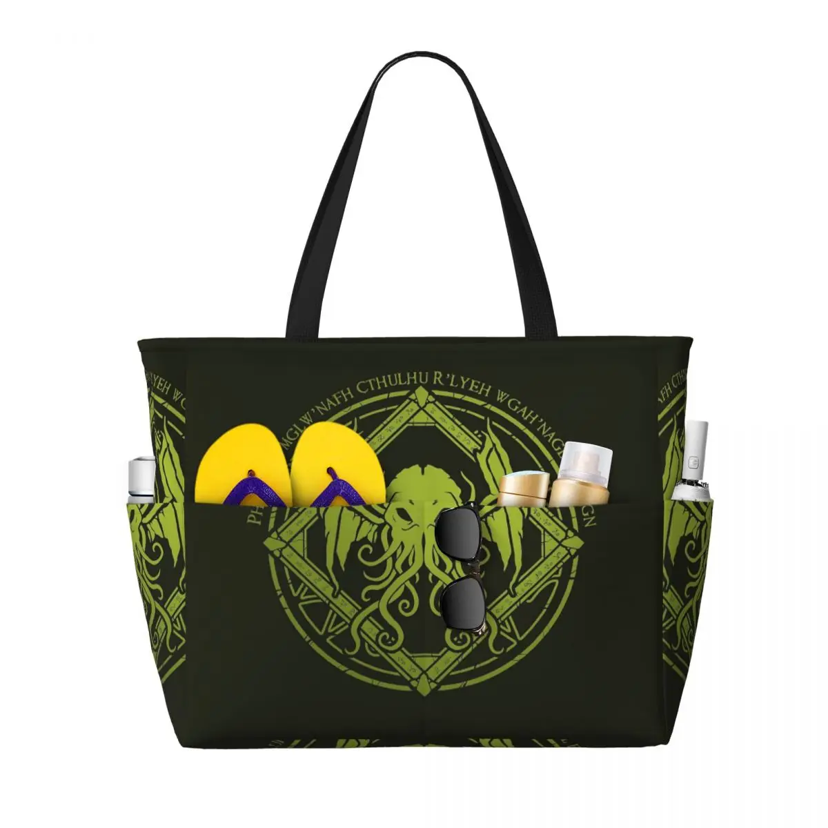 Cthulhu - Lovecraft - Chant Design Bolsa de playa Deporte Gimnasio Yoga Bolsa de mano grande Bolsa de viaje para mujer Bolsa de fitness