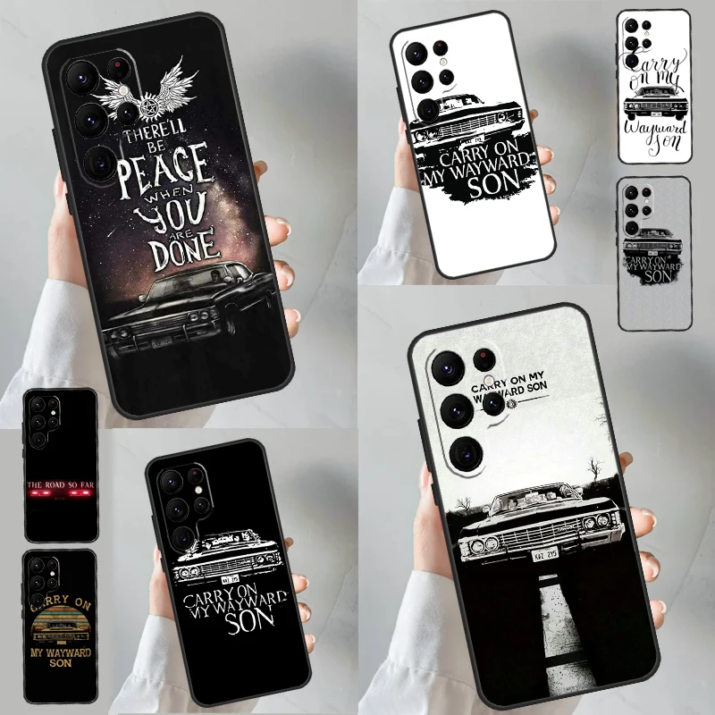 Supernatural CARRY ON MY WAYWARD SONS Case For Samsung Galaxy S24 S23 S22 Ultra S20 FE S21 FE Note 10 20 S8 S9 S10 Plus Coque