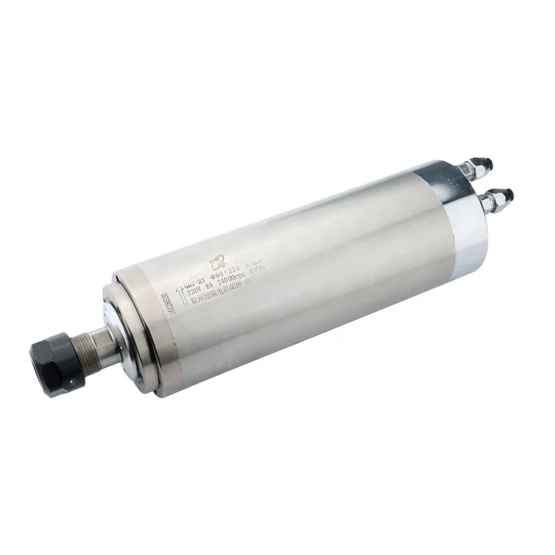 HYCNC HQD 2.2kw 220v 8A 400hz ER20 High Speed Water Cooled Spindle Motor GDZ-23 or 380v 4.4a 4 Bearings 7005C/P4*2,6002C/P4*2