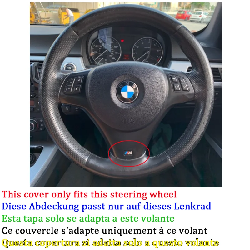 Volle Schwarz Leder Auto Lenkrad Geflecht Weiche Leder Abdeckung Für BMW E81 E90 Pack M Sport M3 E91 E92 E93 E87 E82 E88 X1 E84