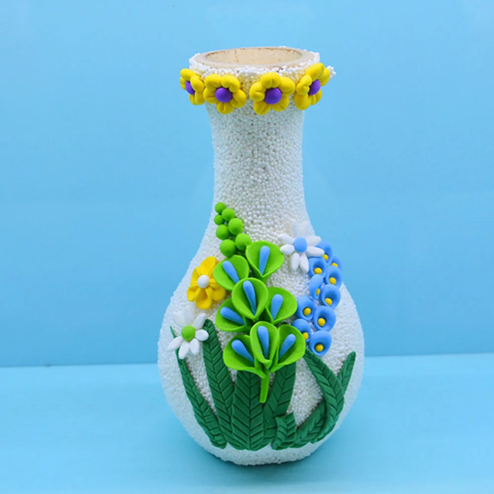

4pcs Wood Vases DIY Creative Home Decor Flower Vase Set Smooth Home Vases Edge Kids Art Project Wooden Material