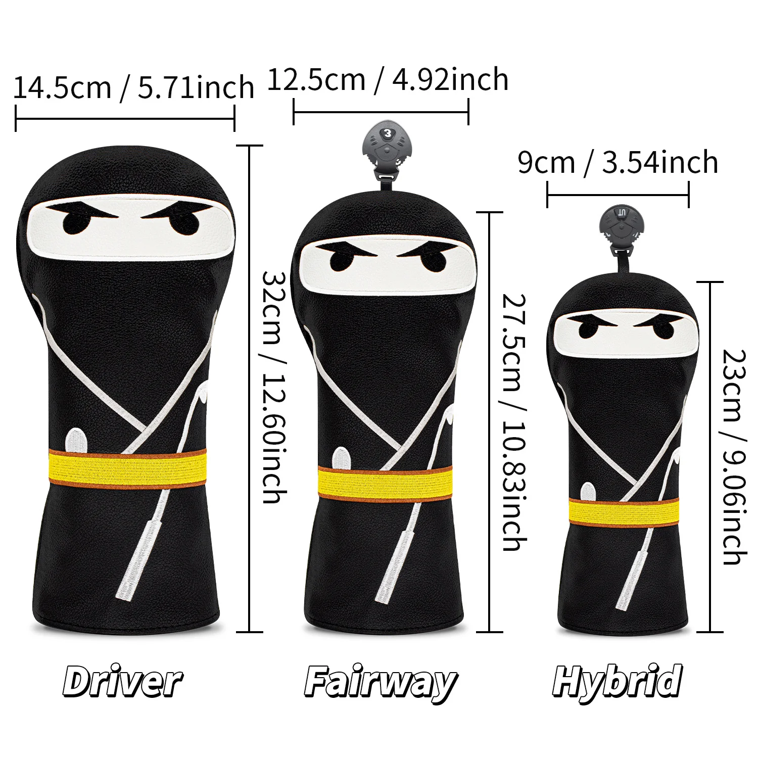 Golf Club Head Covers: PU ,Driver, 135UT, and Putter Head Covers – Creative Design for Club Head Protection