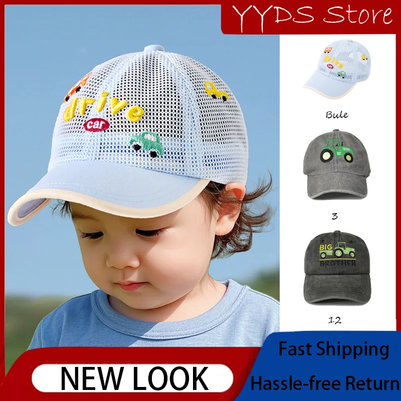 

Boys' Summer Thin Baby Sun Hat: Toddler Car Embroidery Baseball Cap, Mesh, Visor, Breathable, Infant Cap