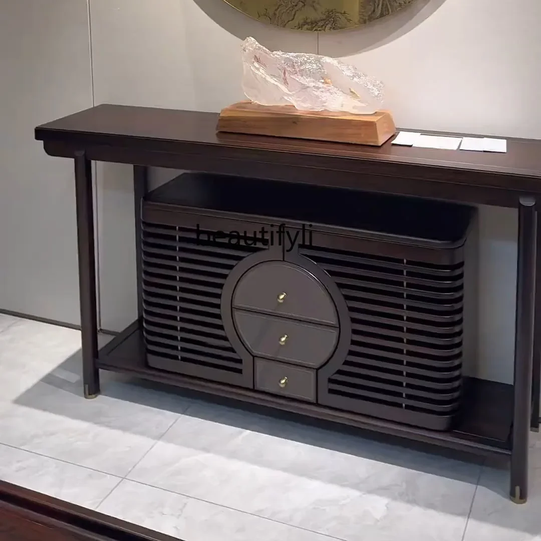 New Chinese ebony wood entrance cabinet light luxury solid wood entrance table against the wall strip case end view table