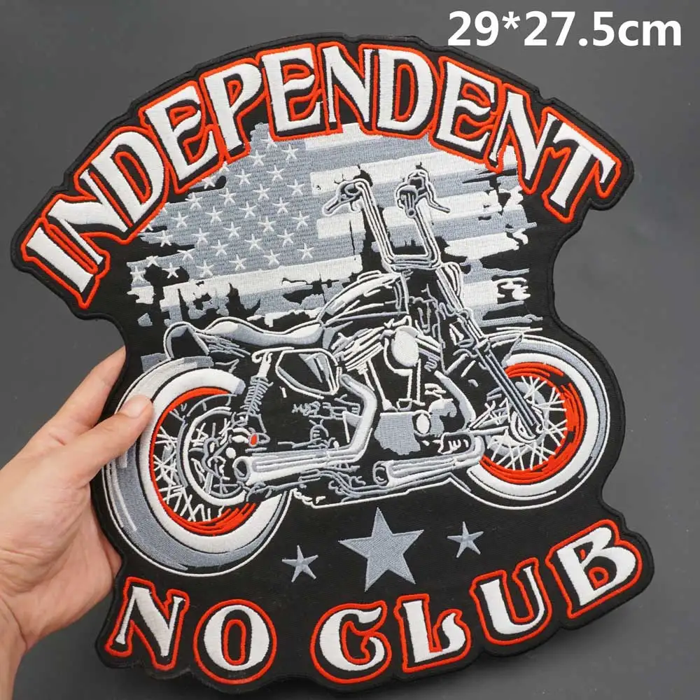 INDEPENDENT NO CLUB Large Embroidery Patch for Jacket Back Vest Motorcycle Club Biker