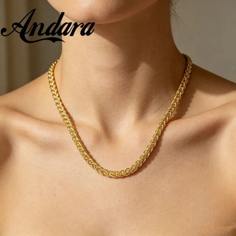 Andara 925 Sterling Silver Exquisite Braided Necklace Men Women Fashion Party Engagement Gift Accessories
