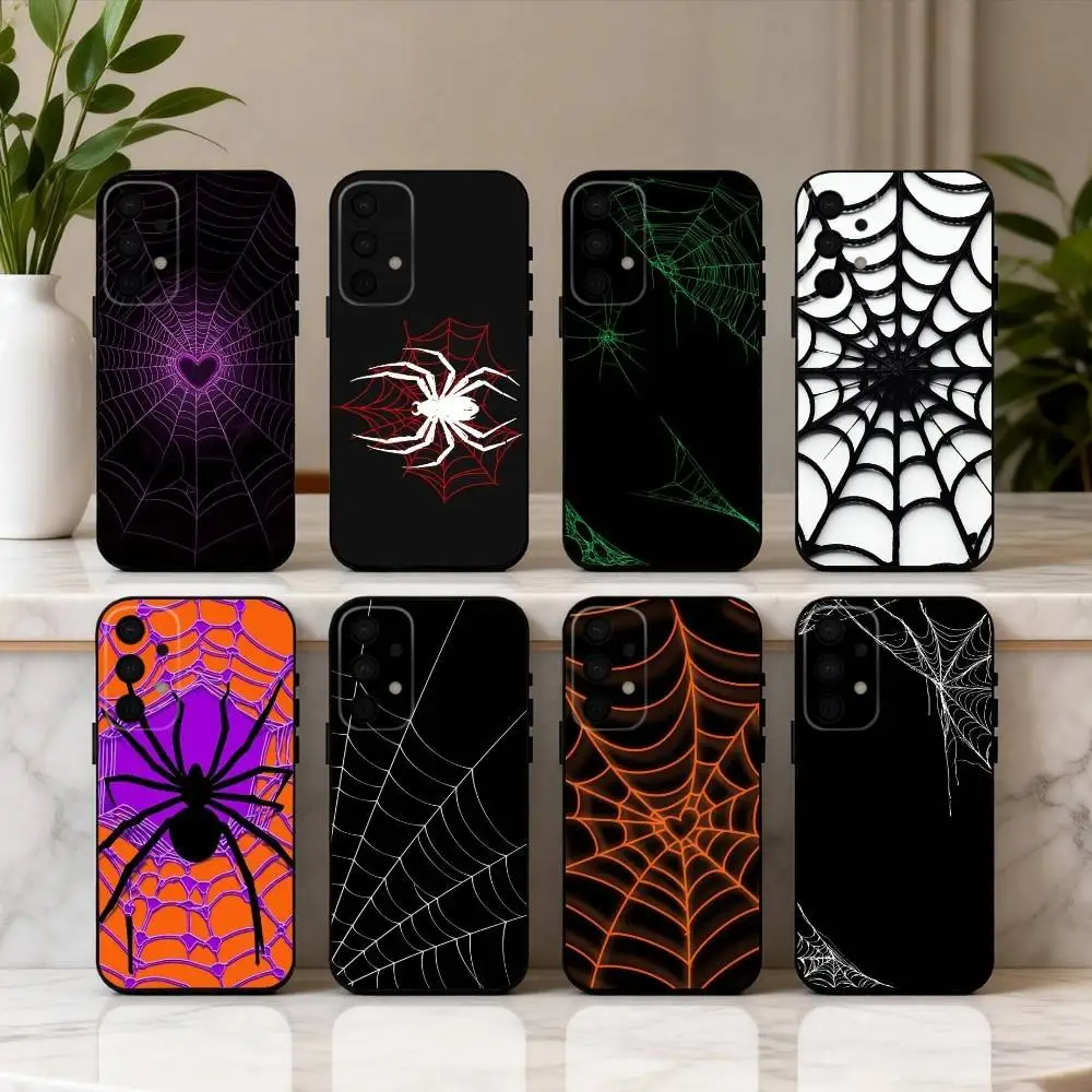 

S-Spider W-web P-pattern phone Case For Samsung Galaxy A73,A72,A71,A70,A53,A52,A51,Others Soft Black Shell