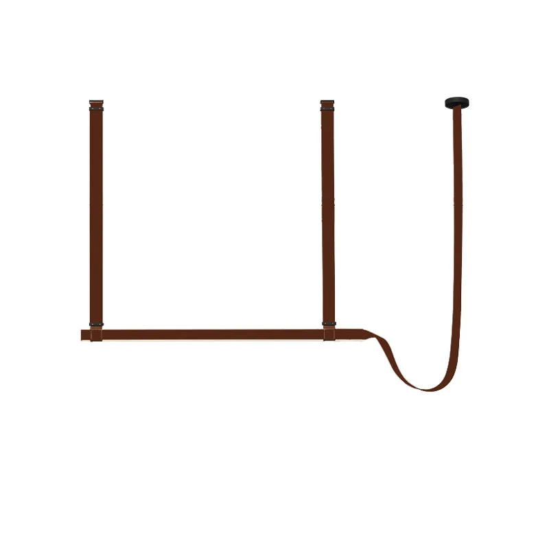 

Italian minimalist restaurant chandelier long belt designer creative island table bar line leather tea room hanging lamp