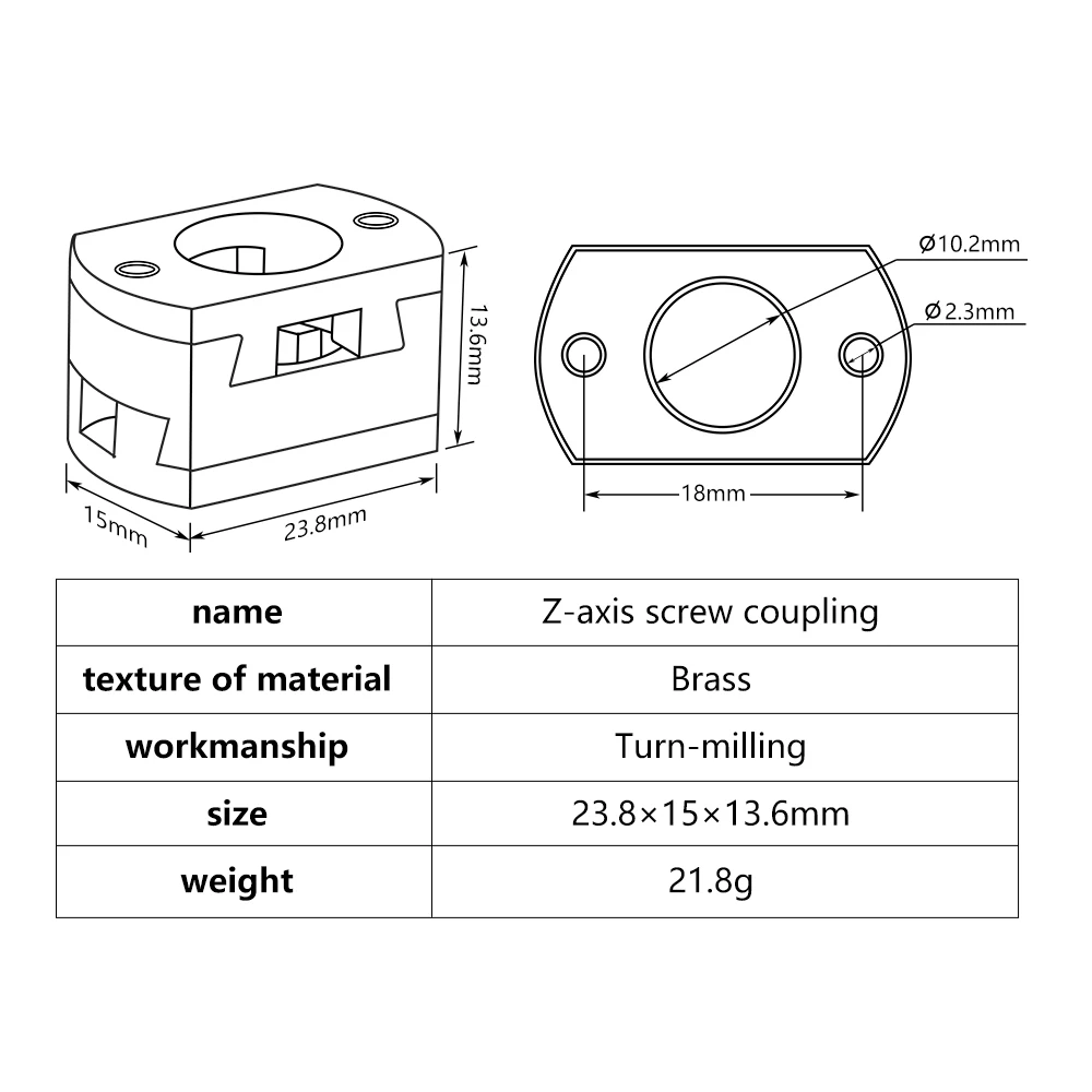 MEGA 18mm Łożysko Oldhama Ender 3 V2 CR10 CR10S Pro Śruba T8 Łącznik Osi Z 8mm Mosiężny Śruba Pociągowa Podgrzewany Stół Drukarki 3D Części — zdjęcie produktu 6