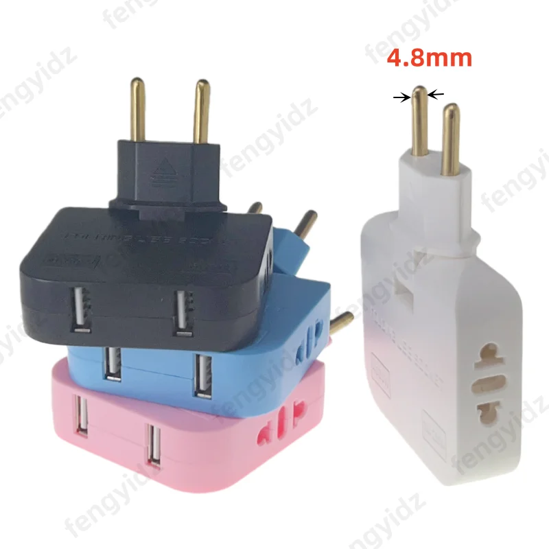 fengyidz EU Plug AC Outlets 4 in 1 USB To EU Socket Converters 180 Degree Rotatable with 2 USB Ports Electrical Socket AC Outlet
